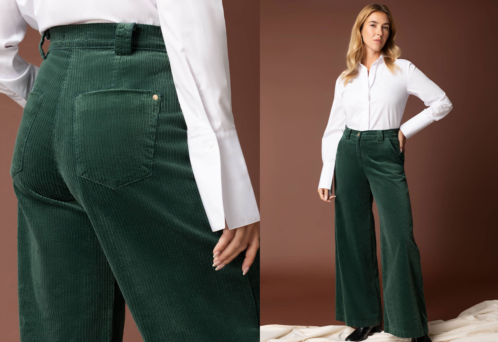 Completo donna East Drive total white con camicia e pantaloni